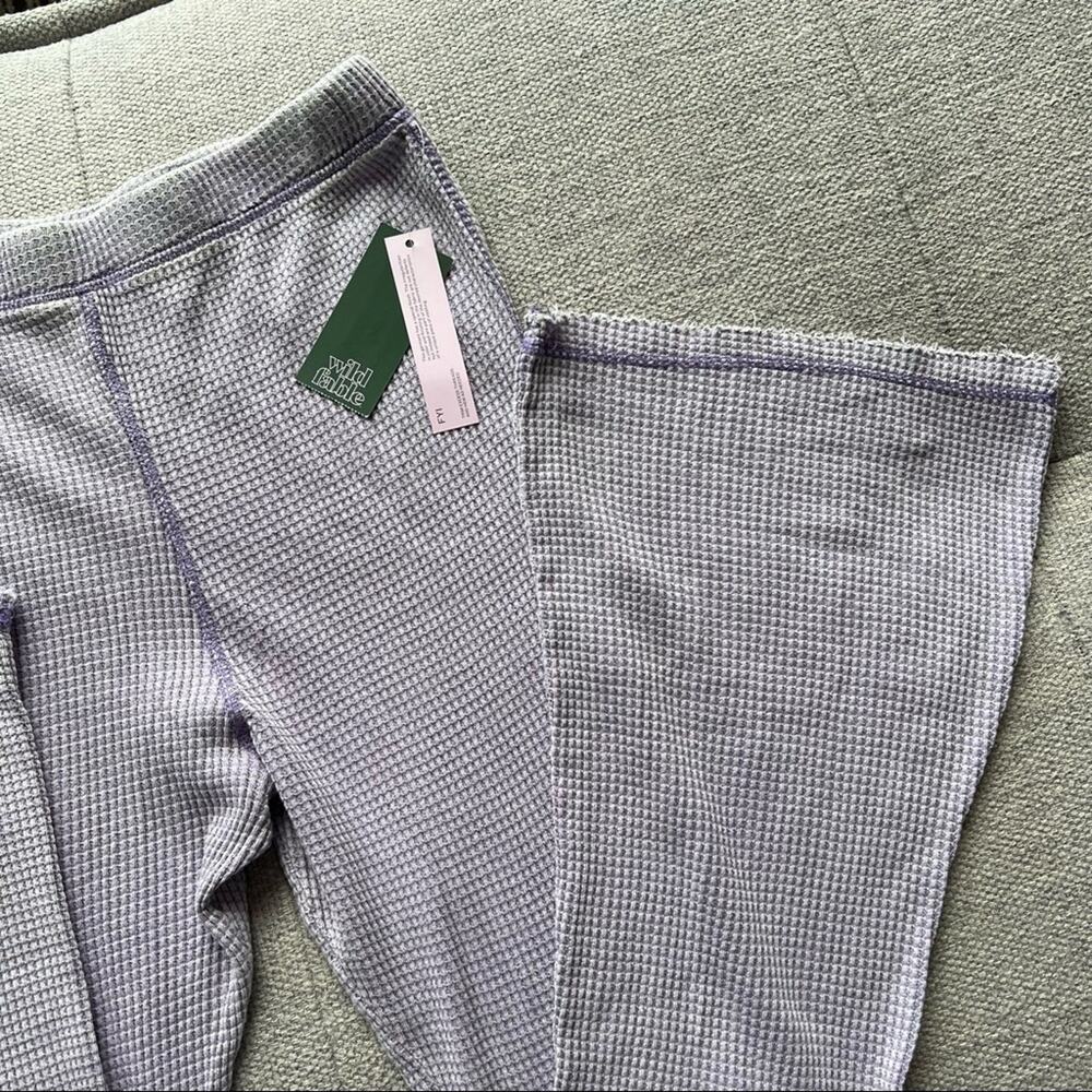Wild Fable Waffle Knit Thermal Boho Flare Leg Pants Legging Purple Large - Picture 7 of 10
